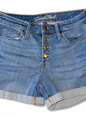 Universal Thread Blue Cuffed Button-Front Denim Shorts - Size 4/27